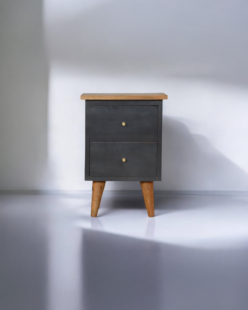 Nuncio Charcoal Black Hand-Painted Nightstand