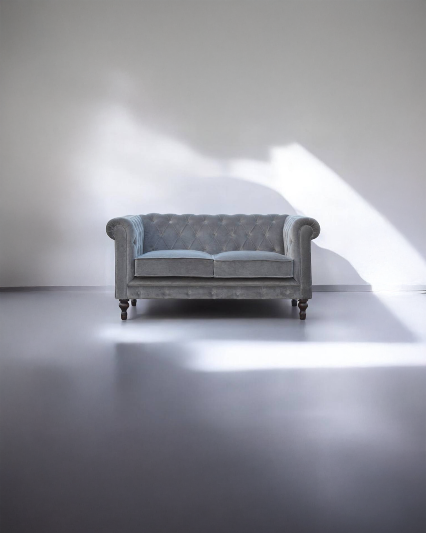 Nuncio Grey Velvet Chesterfield Sofa