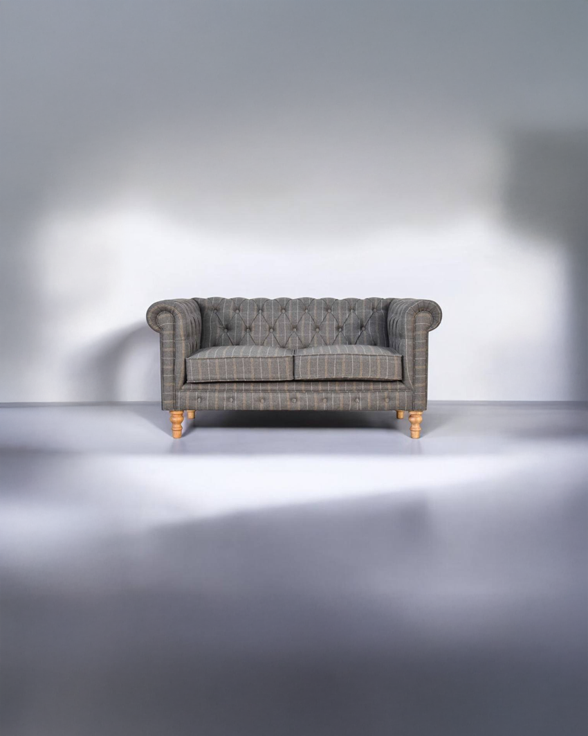 Nuncio Pewter Tweed 2-Seater Chesterfield