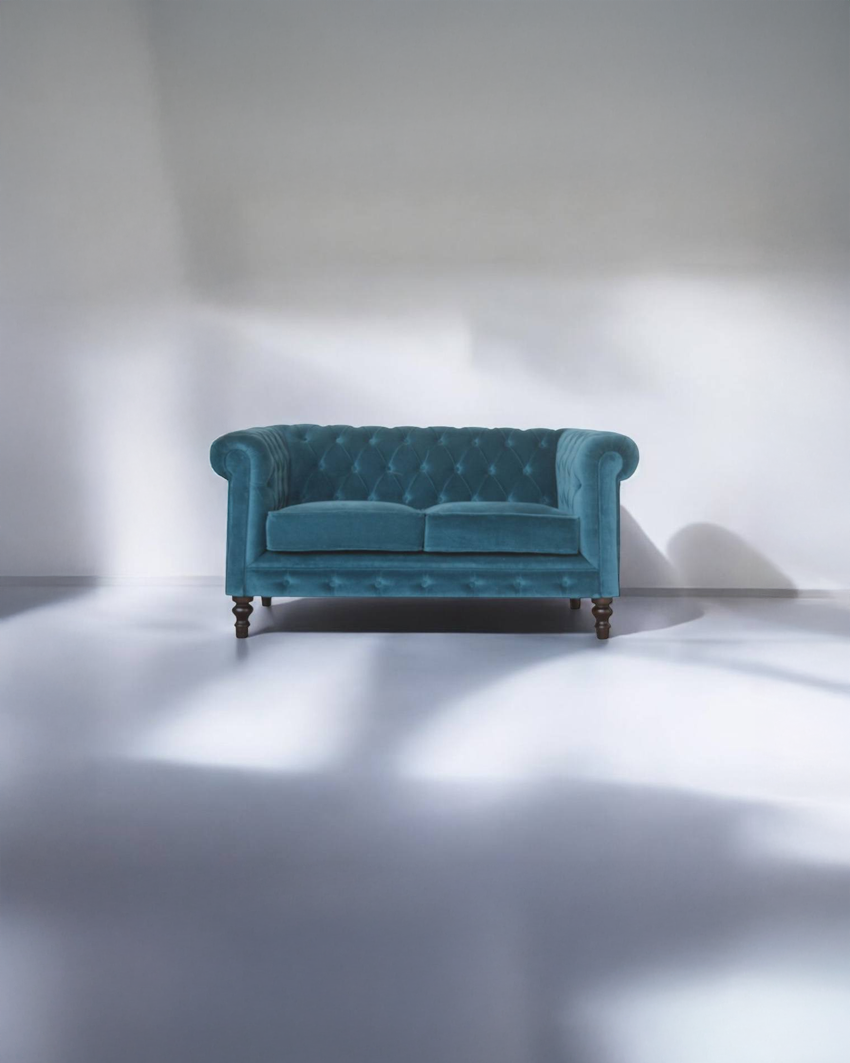 Nuncio Teal Velvet Chesterfield Sofa