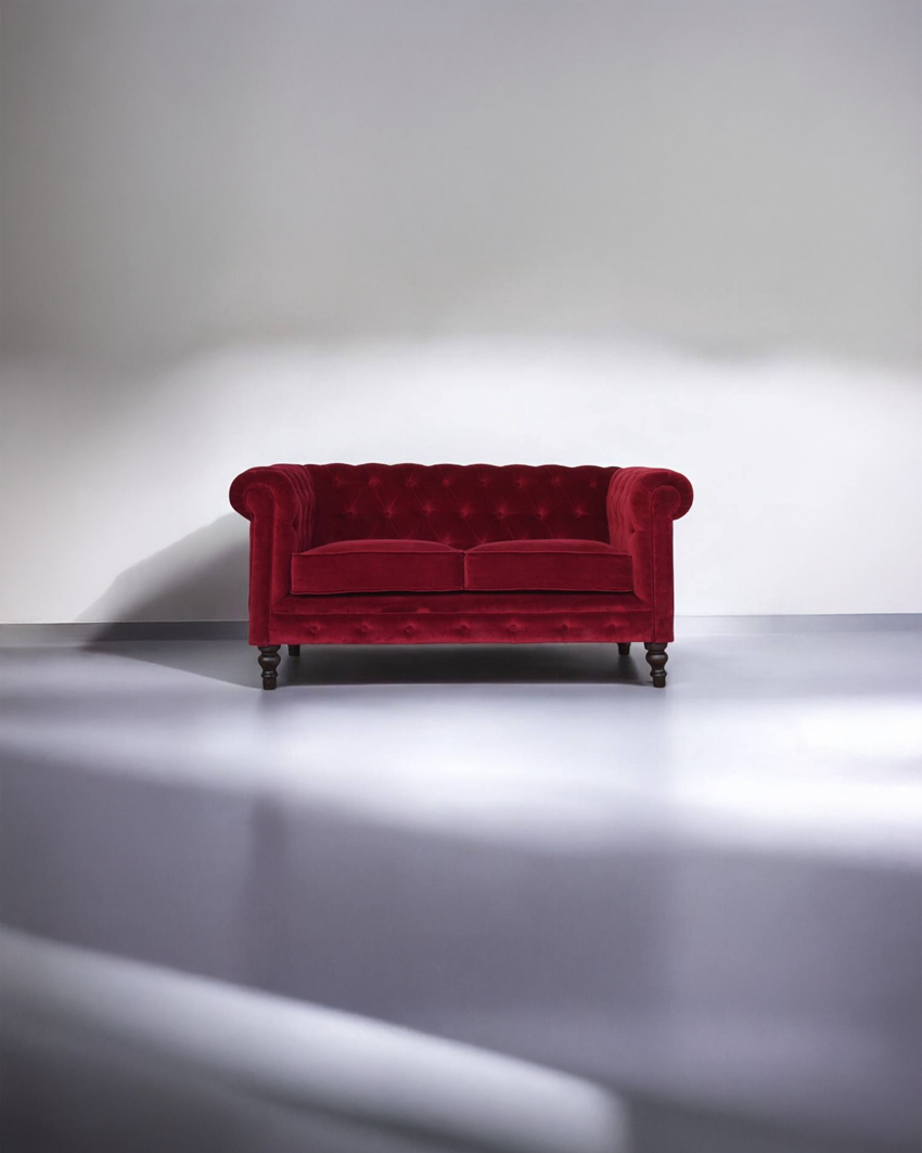 Nuncio Wine Red Velvet Chesterfield Sofa