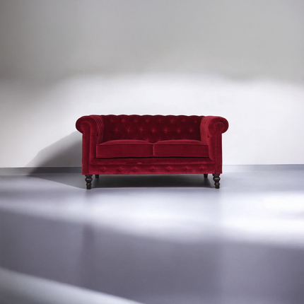 Nuncio Wine Red Velvet Chesterfield Sofa